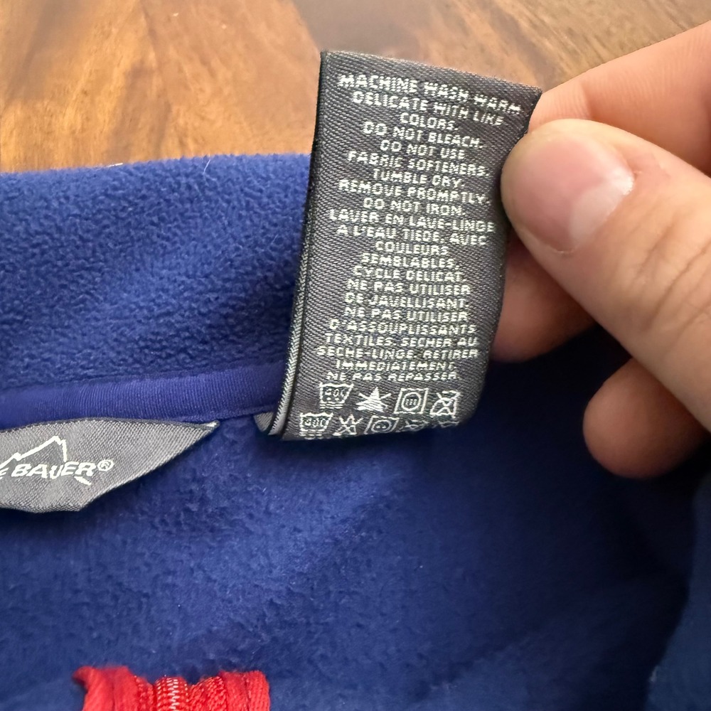 Eddie Bauer‎ Mens Blue Fleece 1/4 Zip Pullover Sweatshirt Top XXL Collard Pocket - Picture 8 of 10